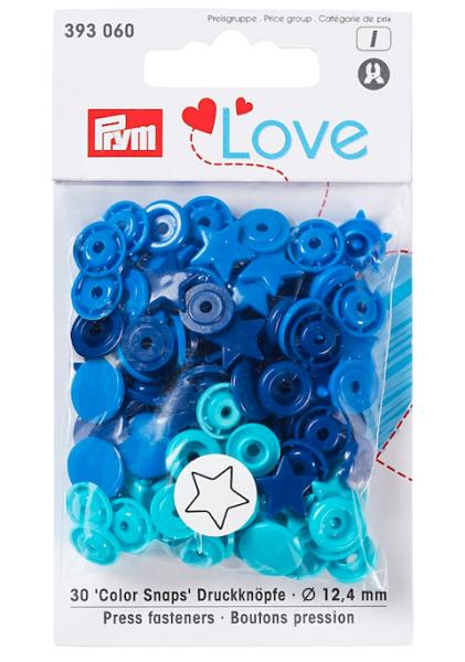 Prym Love Druckknöpfe "Color Snaps" Sterne Blau - Ø 12,4 mm - 30 Stück